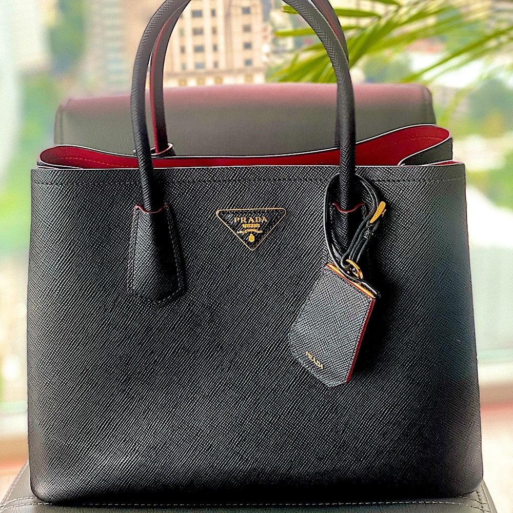 Medium Saffiano Leather Double Prada Bag